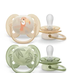 Pacifiers & Clips|Pacifiers & Clips>Philips Avent Ultra Soft Pacifier 0-6m Toucan / Green Leaves 2-pack