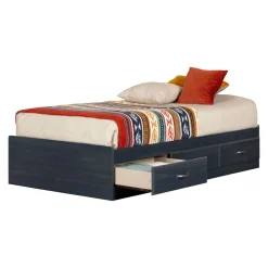 Clearance Ulysses Mates Twin Bed with 3 Storage Drawers - Blueberry Twin, Full & Queen Beds