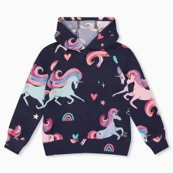 Fleeces And Sweatshirts|Tops>Deux par Deux Unicorns Hoodie 7-10 Navy