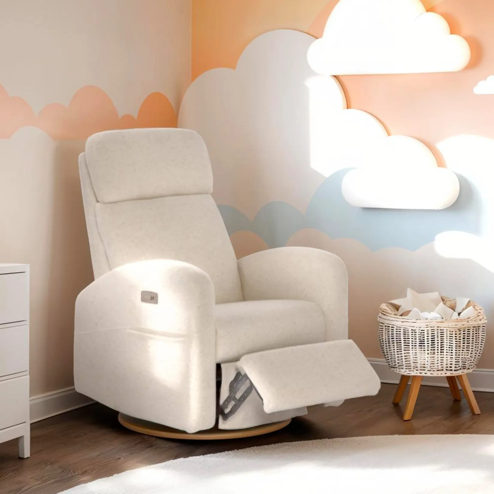 Outlet Upholstered Rocking Armchair Swivel, Glider, Recliner Hailey - Henequen Motorized Electric Gliders & Rocking Chairs|Gliders & Rocking Chairs