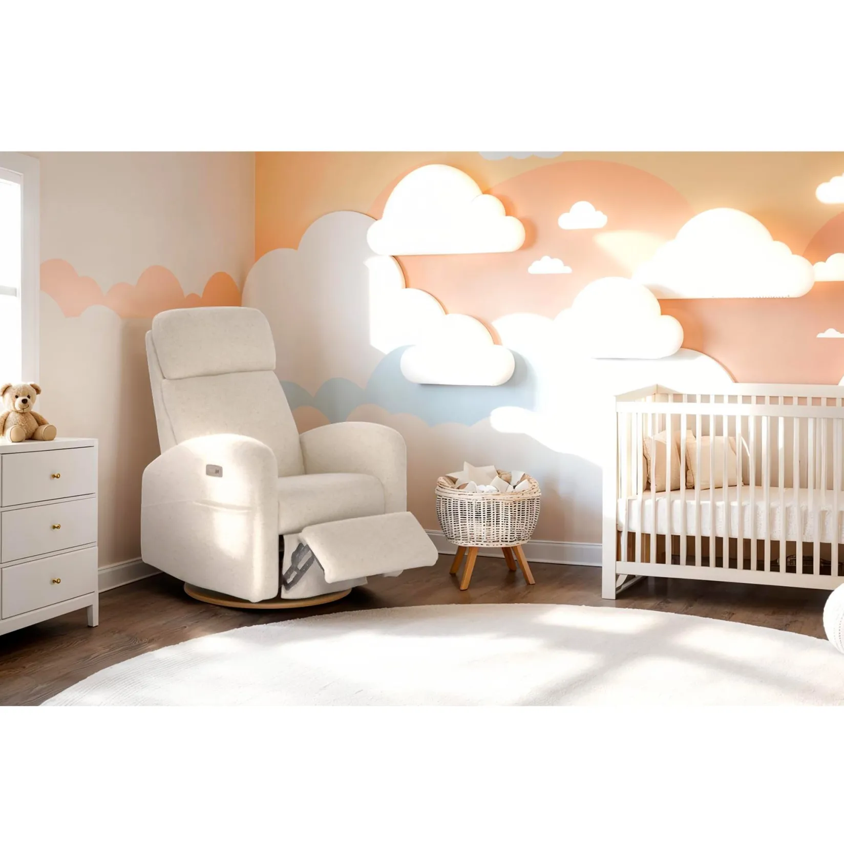 Outlet Upholstered Rocking Armchair Swivel, Glider, Recliner Hailey - Henequen Motorized Electric Gliders & Rocking Chairs|Gliders & Rocking Chairs