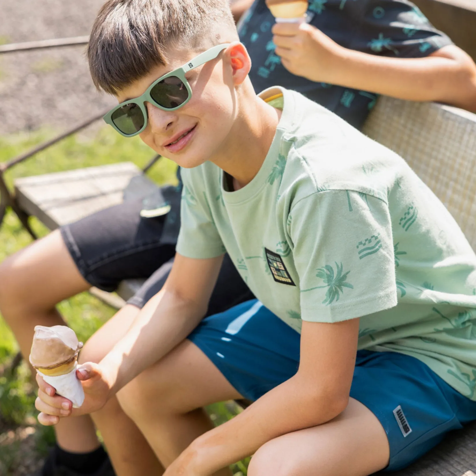 Tops>Nano Vacation Printed T-shirt 2-12 Green