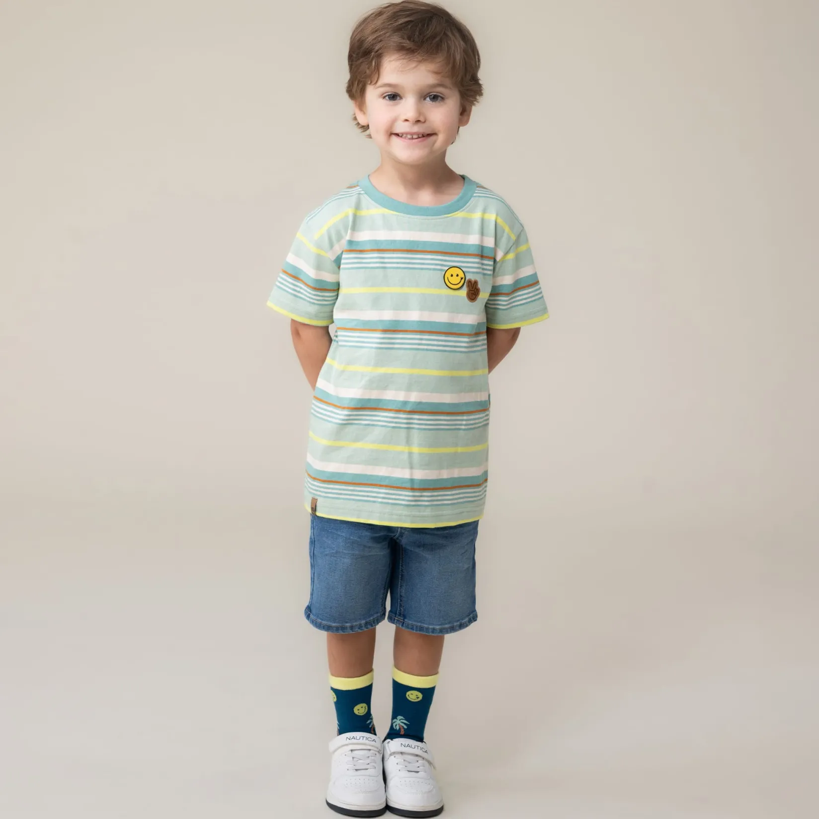 Tops>Nano Vacation Striped T-shirt 2-12 Mint