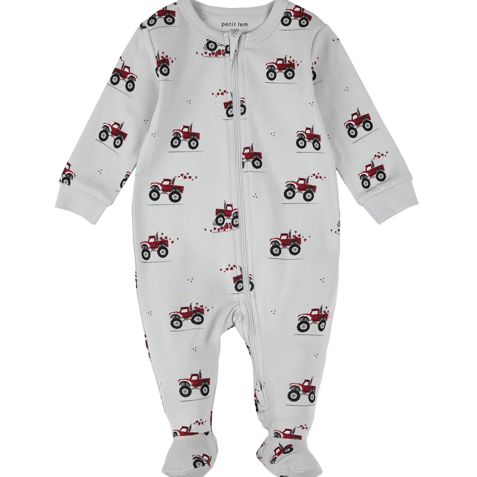 Pajamas|Pyjamas>Petit Lem Valentine Tractors Pajamas 0-24m Grey