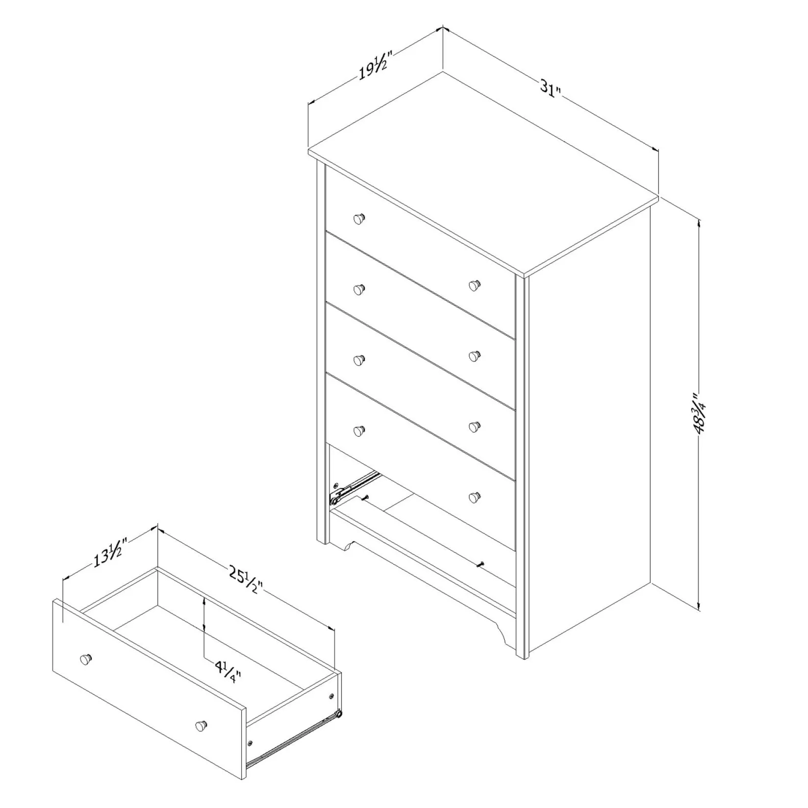 Storage Furniture>South Shore Vito 5-Drawer Chest - Pure Black