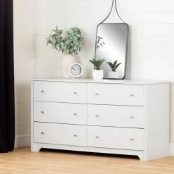 Storage Furniture>South Shore Vito 6-Drawer Double Dresser - Pure White