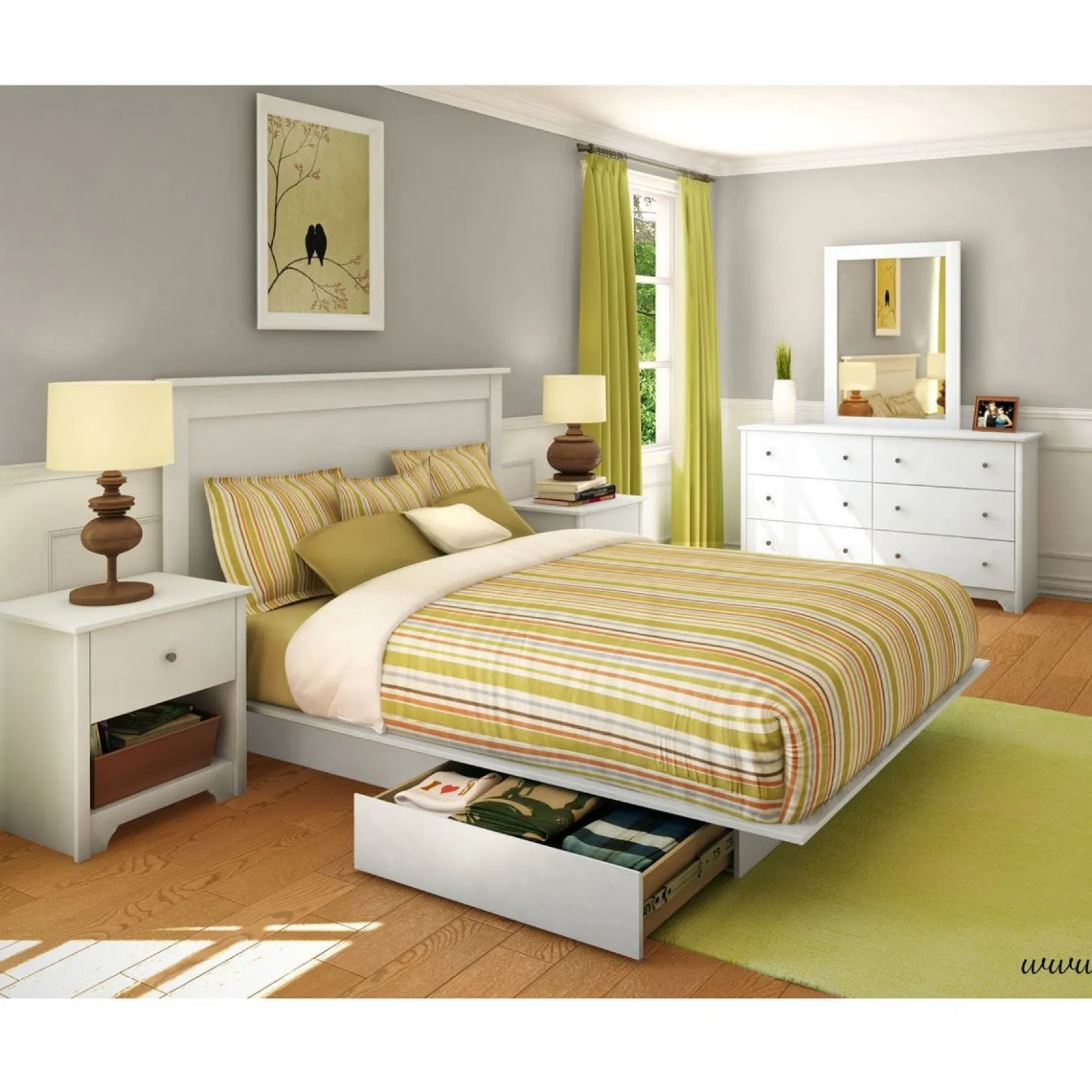 Storage Furniture>South Shore Vito 6-Drawer Double Dresser - Pure White