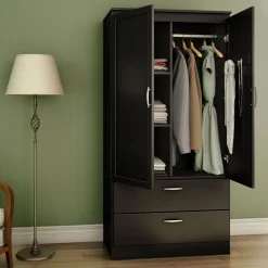 Online Wardrobe Armoire - Acapella Pure Black Storage Furniture