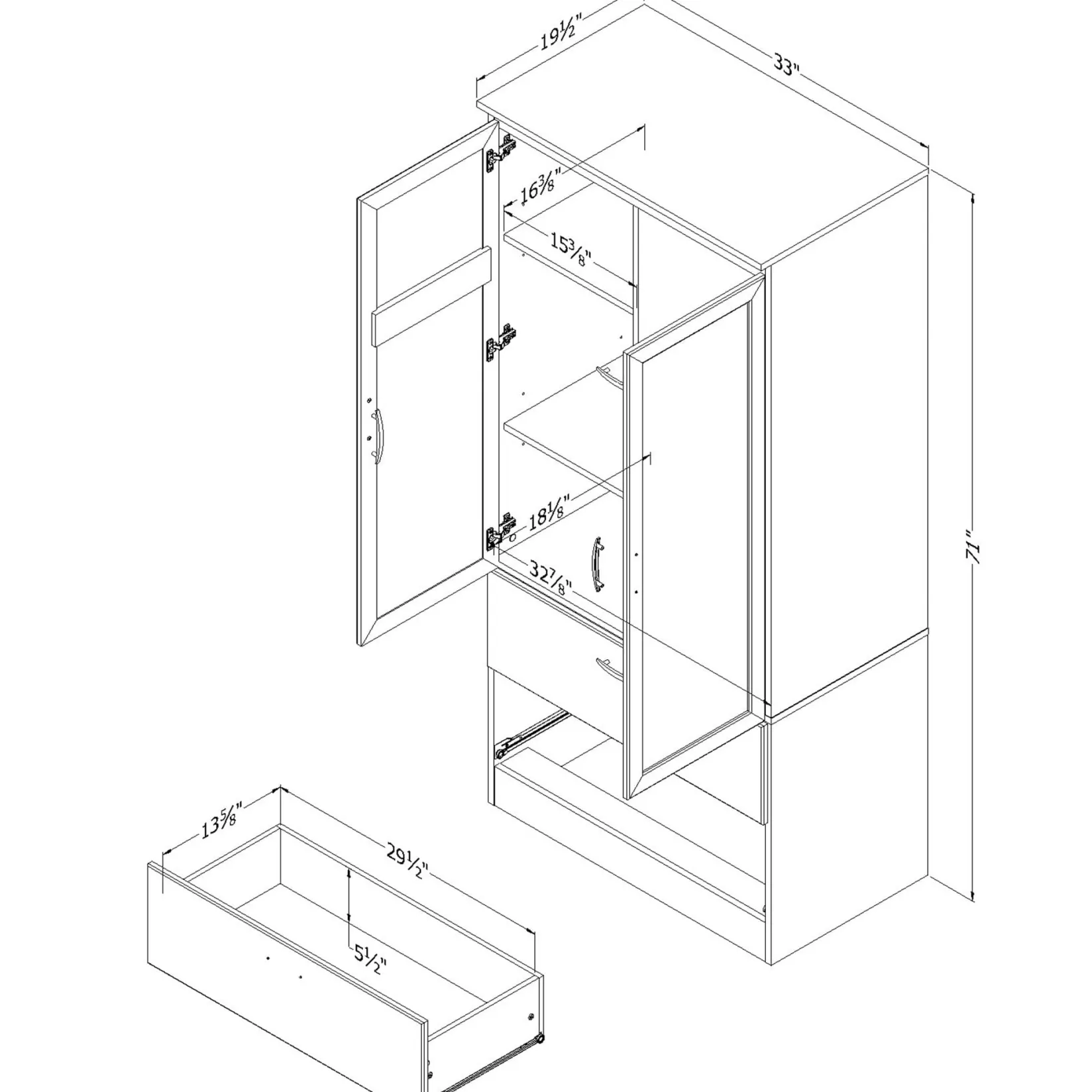 Online Wardrobe Armoire - Acapella Pure Black Storage Furniture