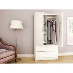 Hot Wardrobe Armoire - Acapella Pure White Storage Furniture