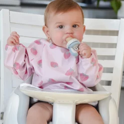 Breastfeeding|Bibs>Origami Waterproof Bib Long Sleeves - Strawberry