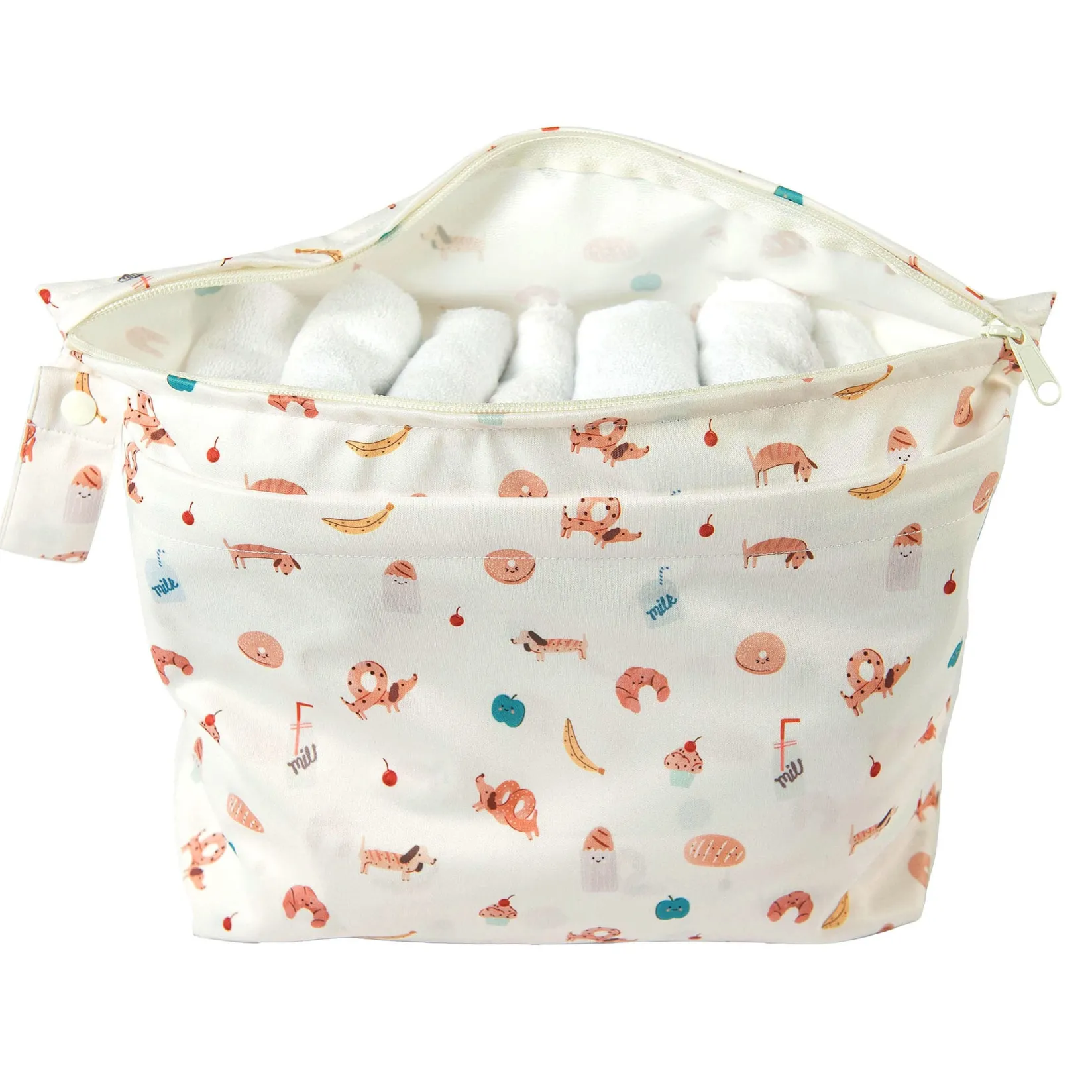 Muslin Products|Diaper Bags>Loulou Lollipop Wet Bag - French Breakfast