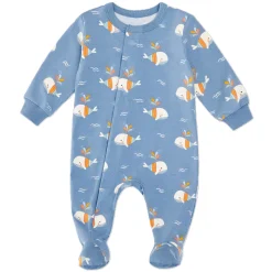 Preemie Clothing|Pajamas>Colle Colle Whales Magnetic Pajamas Premature-12m Blue