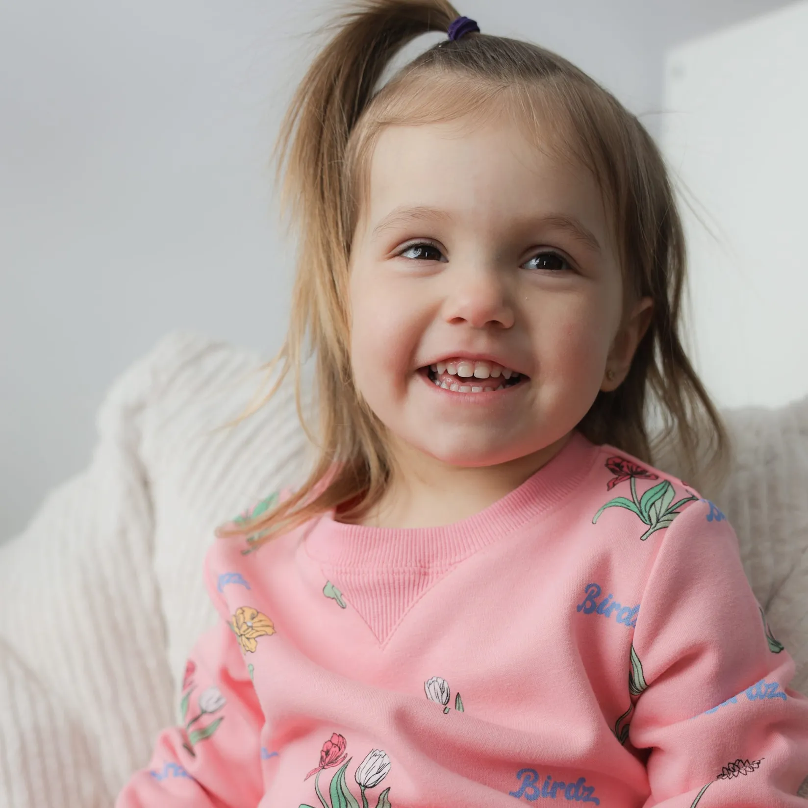 Fleeces And Sweatshirts|Tops>Birdz Wildflower Aop Sweatshirt 2-10 Pink