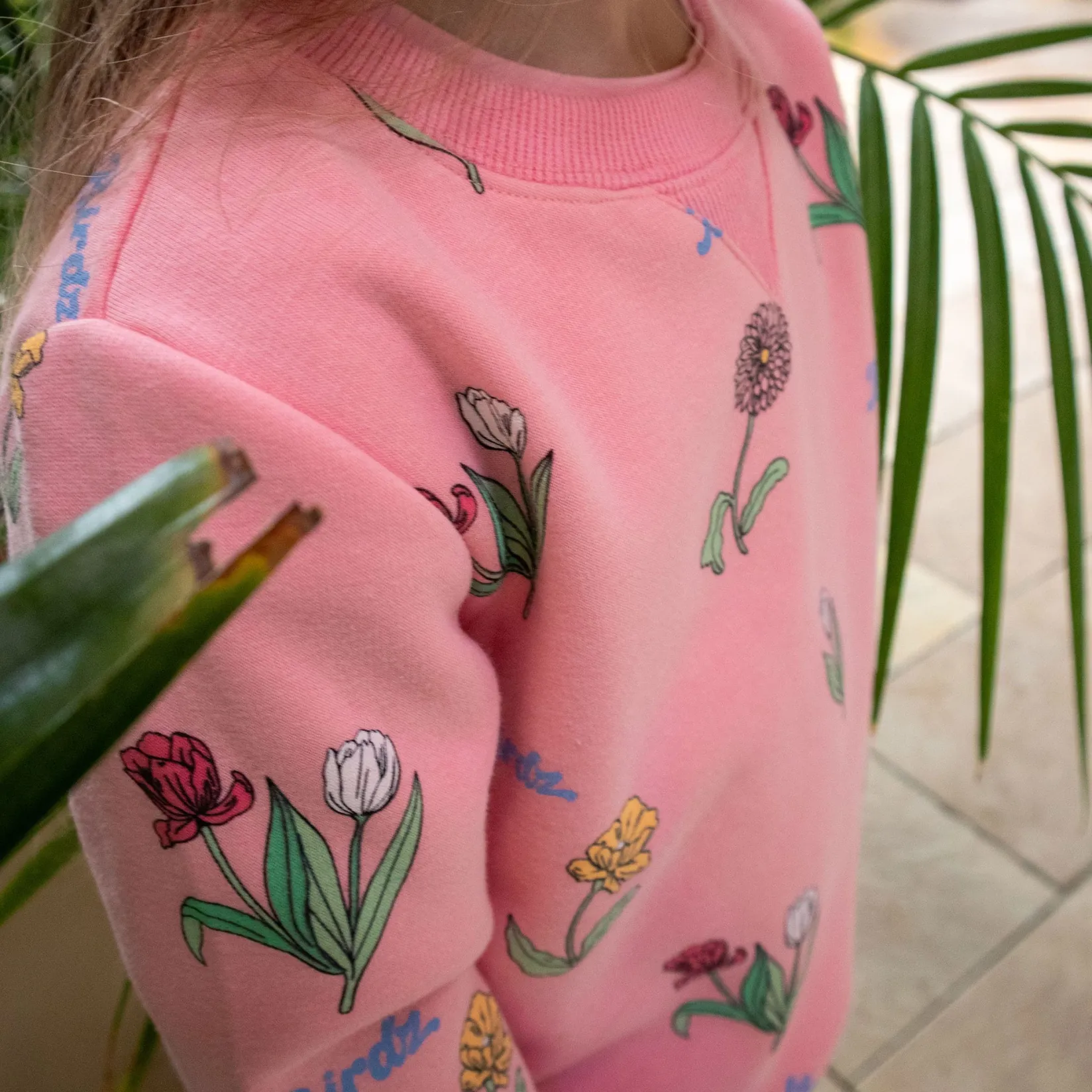 Fleeces And Sweatshirts|Tops>Birdz Wildflower Aop Sweatshirt 2-10 Pink