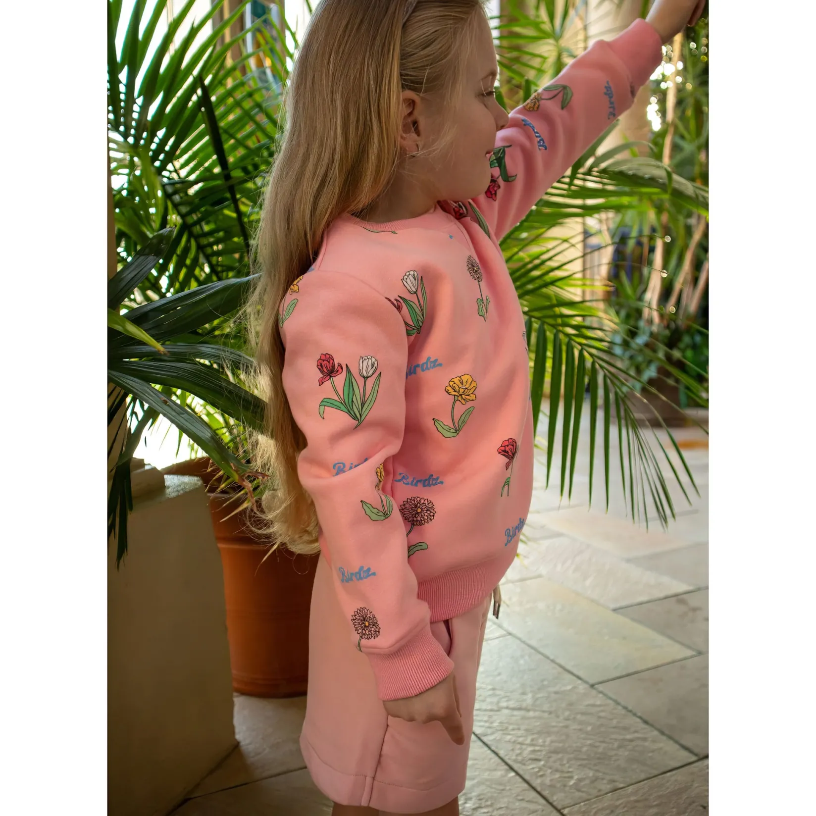 Fleeces And Sweatshirts|Tops>Birdz Wildflower Aop Sweatshirt 2-10 Pink