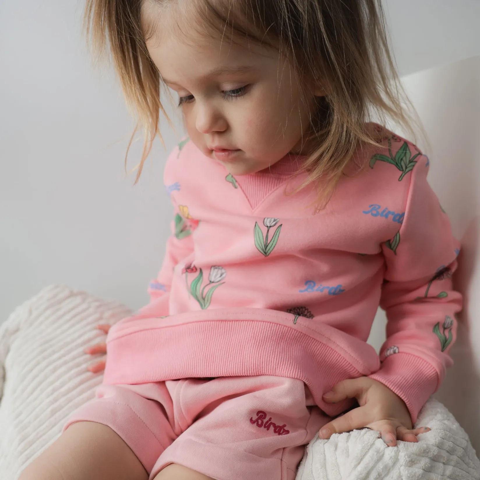 Fleeces And Sweatshirts|Tops>Birdz Wildflower Aop Sweatshirt 2-10 Pink