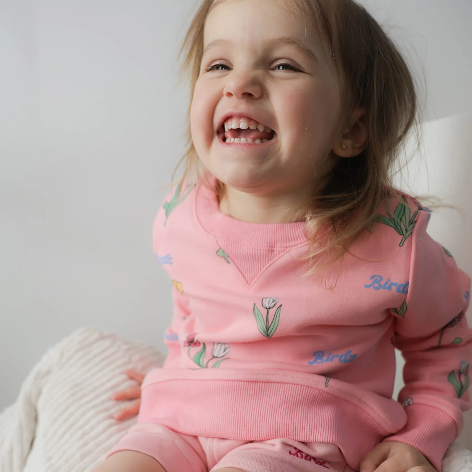 Fleeces And Sweatshirts|Tops>Birdz Wildflower Aop Sweatshirt 2-10 Pink