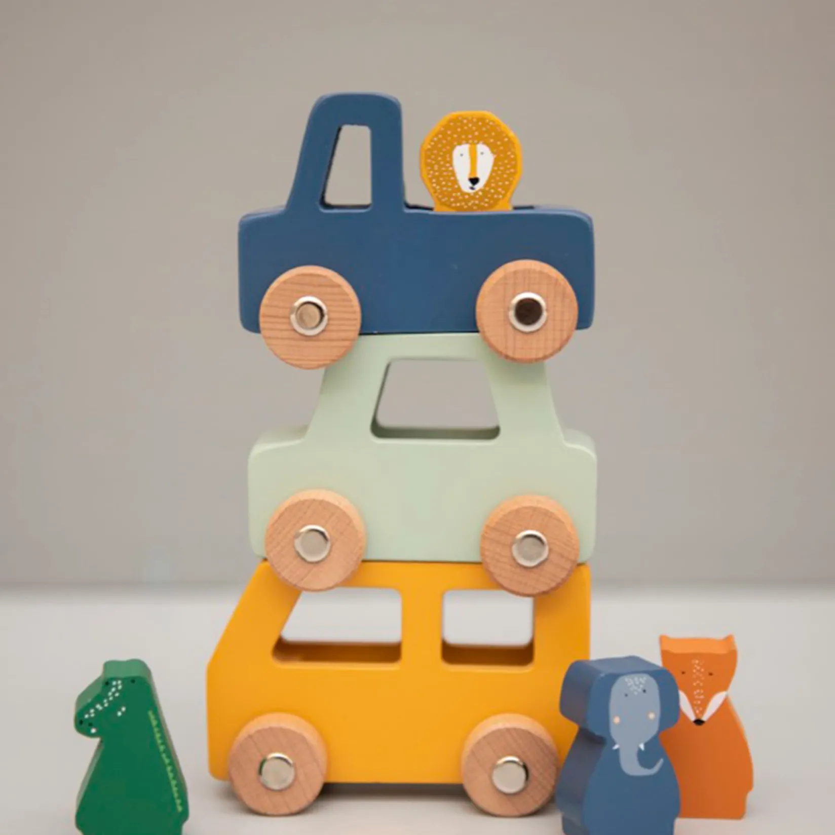 Wooden Toys>Trixie Wooden Animal Car Set