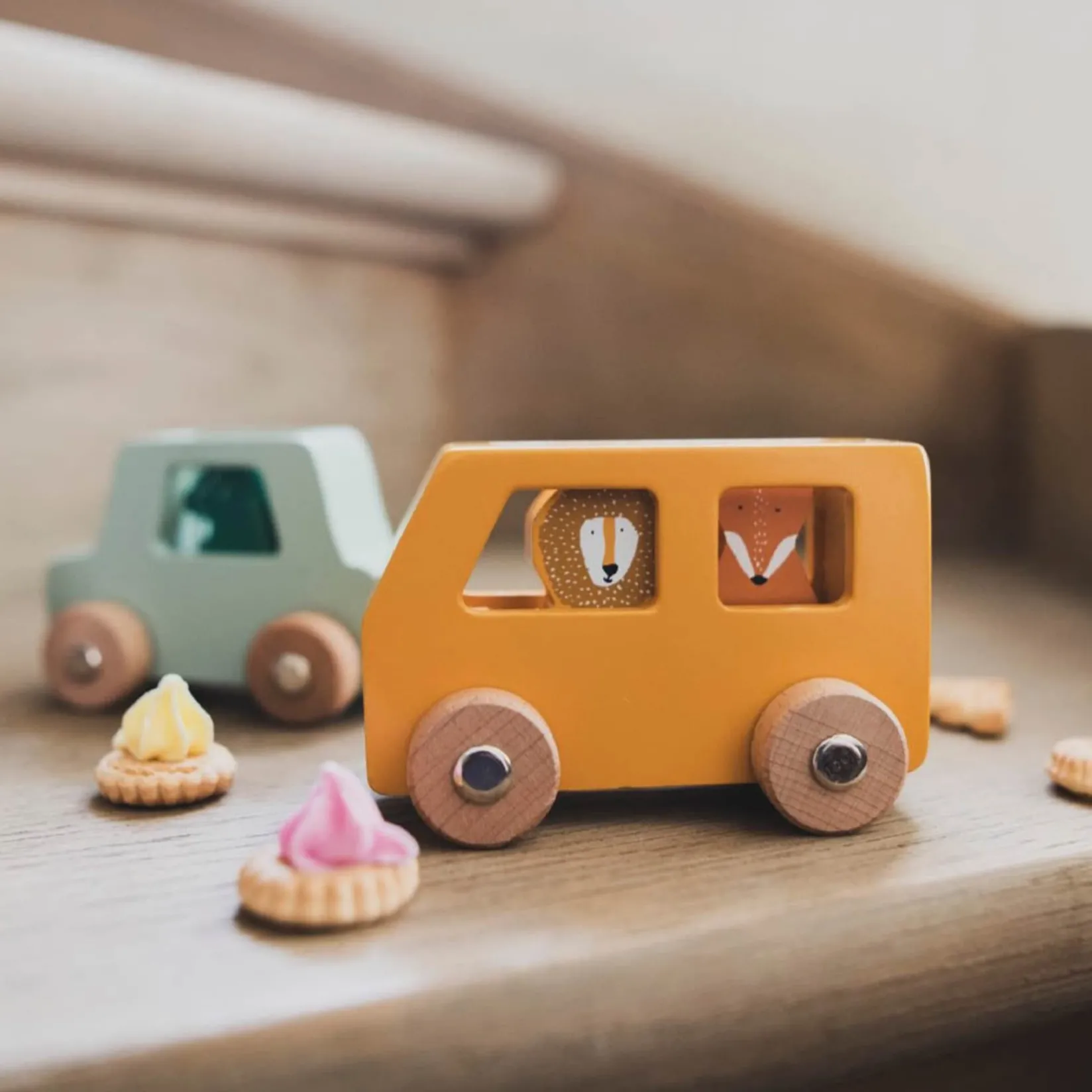 Wooden Toys>Trixie Wooden Animal Car Set