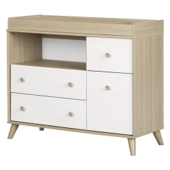 Changing Tables>South Shore Yodi Changing Table with Drawers - Soft Elm and Pure White