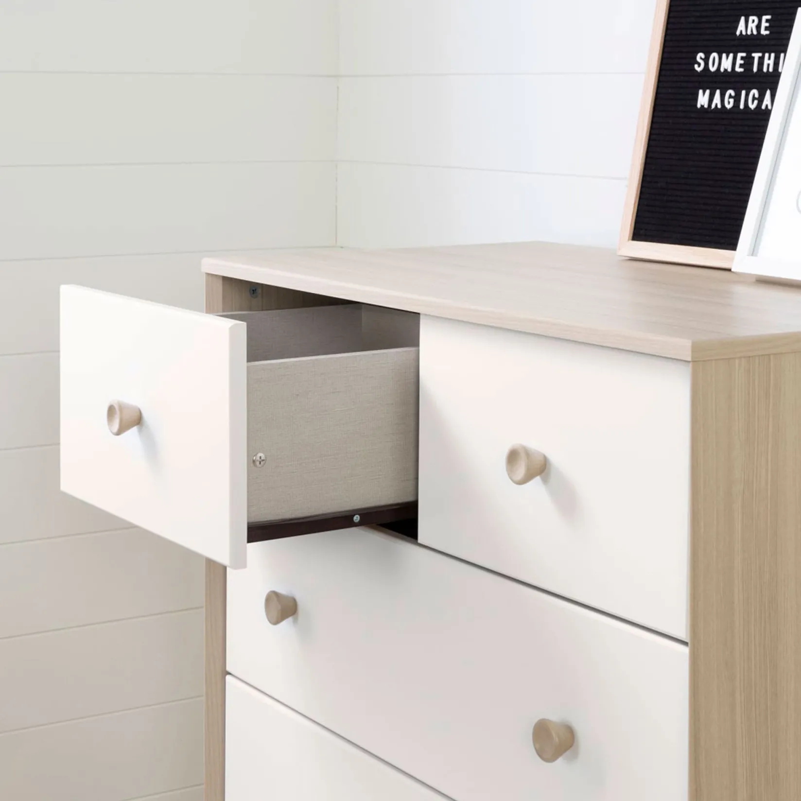 Storage Furniture>South Shore Yodi 5-Drawer Chest - Soft Elm and Pure White