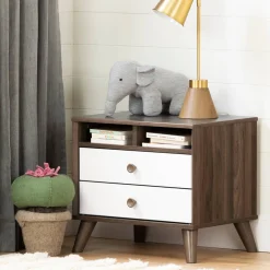 Best Yodi Nightstand - Natural Walnut / White Nightstands
