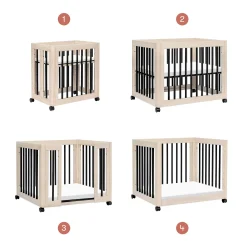Yuzu 8-in-1 Convertible Crib - Washed Natural / Black Cribs & Mattresses|Cribs & Mattresses