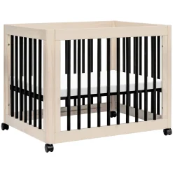 Yuzu 8-in-1 Convertible Crib - Washed Natural / Black Cribs & Mattresses|Cribs & Mattresses
