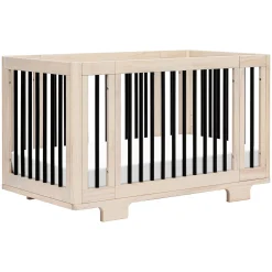 Yuzu 8-in-1 Convertible Crib - Washed Natural / Black Cribs & Mattresses|Cribs & Mattresses