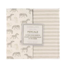 Hot Zebras-2pk Percal Crib Sheet Kids Sheets|Bedding
