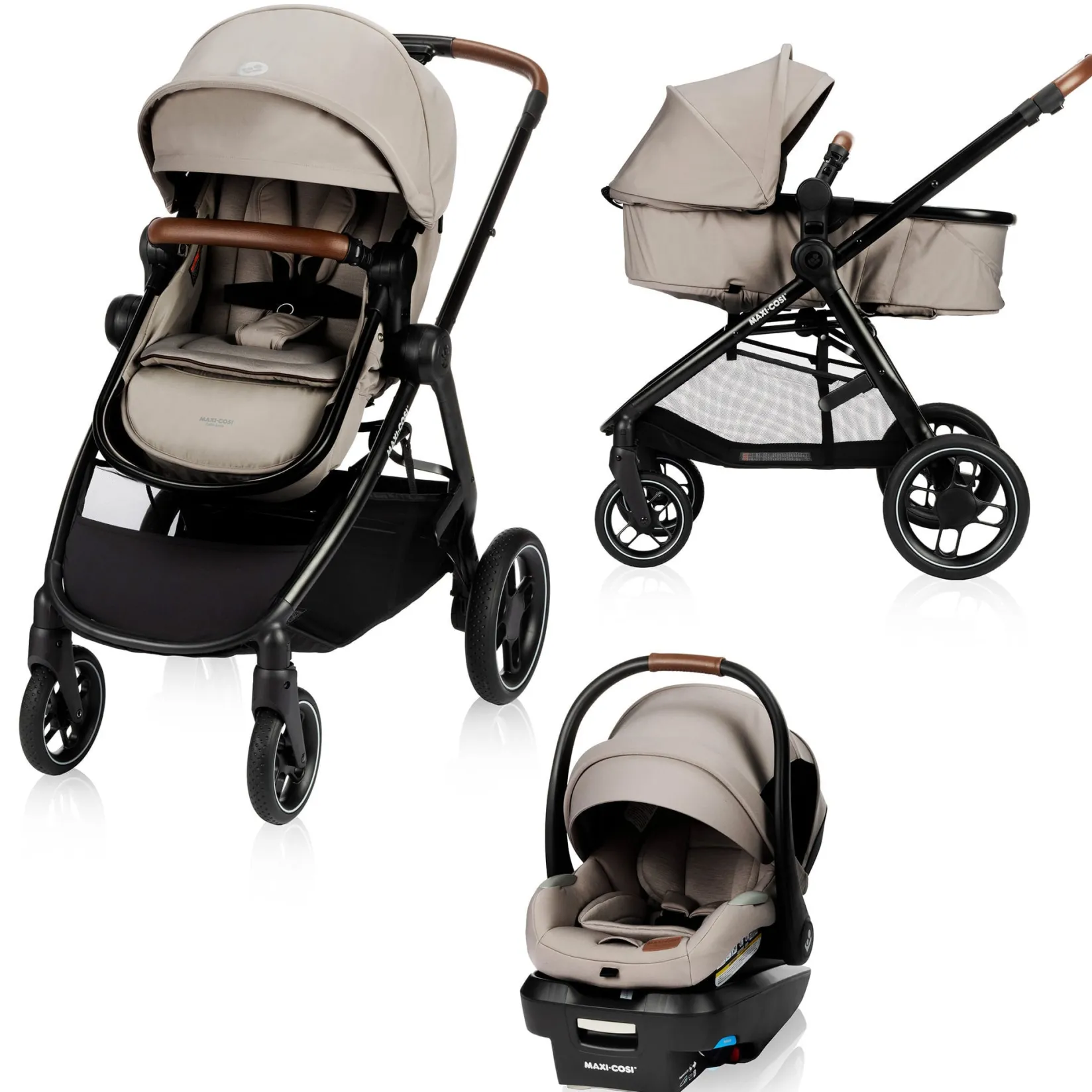 Strollers|Strollers & Trailers>Maxi-cosi Zelia Luxe 5-in-1 Modular Travel System - New Hope Tan