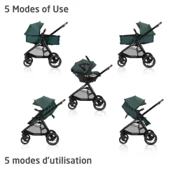 Strollers|Strollers & Trailers>Maxi-cosi Zelia Luxe 5-in-1 Modular Travel System - Essential Green