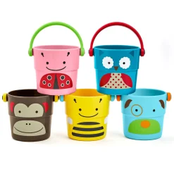 Bath Toys|Bath Accessories>Skip Hop Zoo Stack And Pour Buckets Set of 5